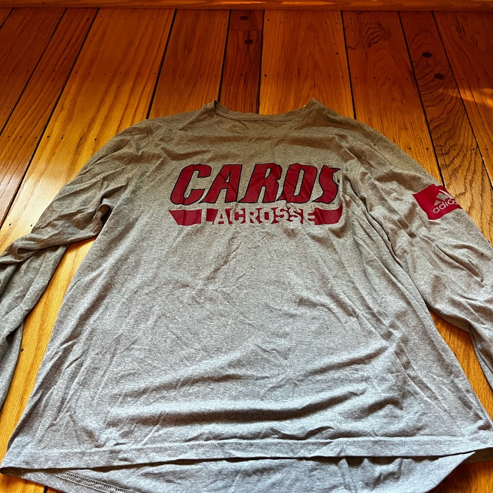 Adidas Gray Long Sleeve Cards Louisville cardinals Lacrosse Shirt size large